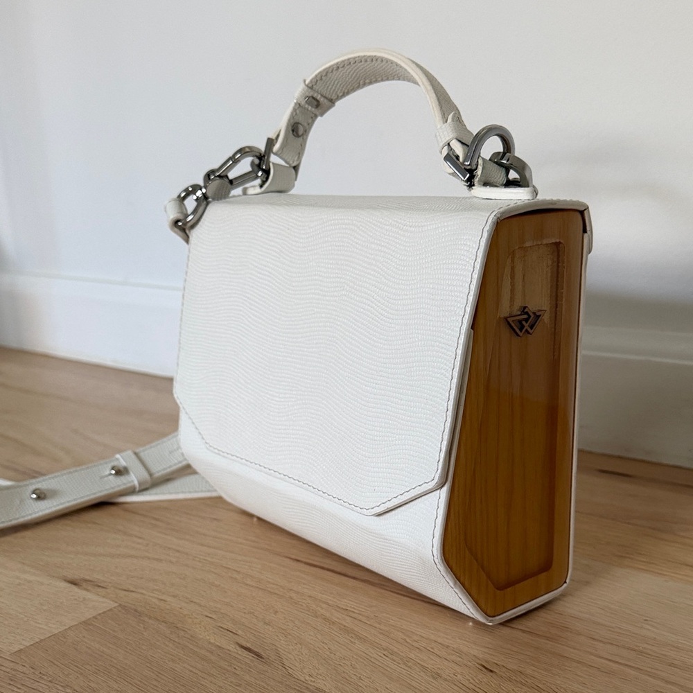 Handmade White & Wood Custom Handbag